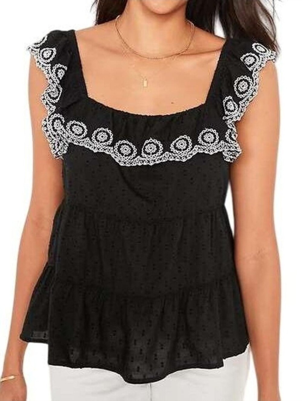 Old Navy | NWT Swiss Dot Embroidered Top Black White Size 2X